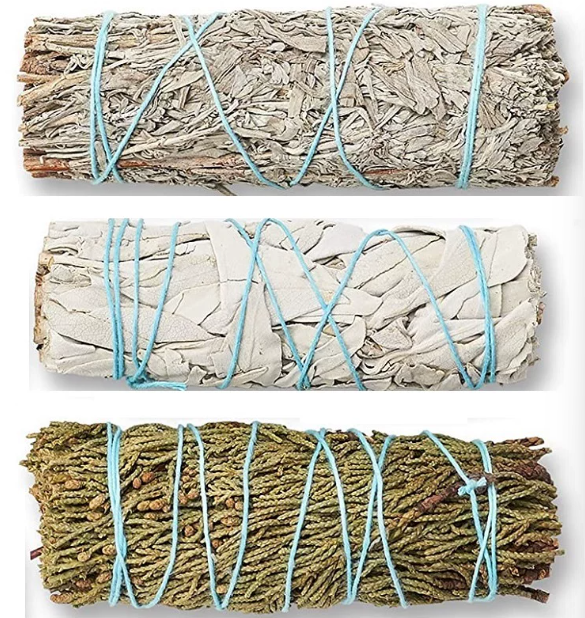 Imported from California, USA: White Sage, Blue Sage, and Cedar Smudge Stick Set (Bagged Aromatherapy Kit) - Image 2
