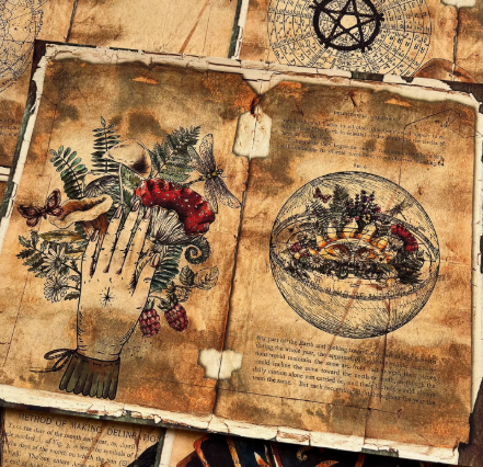 Vintage "Book of Shadows" Background Paper – Decorative Props for Art Journals, Witchy Themes, and Photography - Image 4