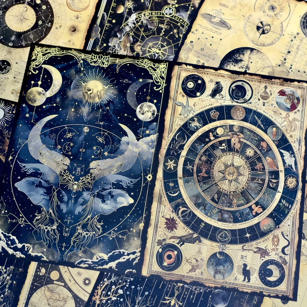 Magical Cosmic Starry Sky Background Paper – Decorative Materials for Art Journals, Scrapbooking, and Aesthetic Photography