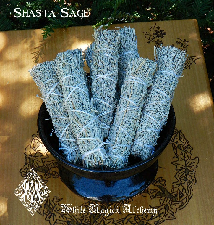 Imported from California, USA: Blue Sage. Authentic aromatherapy—fresh yet potent. Value pack containing three bundles. Premium Northern California quality.