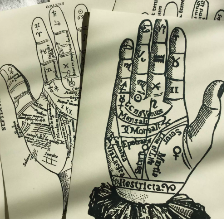 Vintage Dark Witchcraft & Palmistry Background Paper – Journaling & Flat-Lay Styling Material