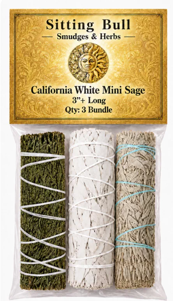 Imported from California, USA: White Sage, Blue Sage, and Cedar Smudge Stick Set (Bagged Aromatherapy Kit)