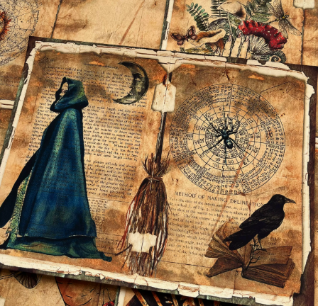 Vintage "Book of Shadows" Background Paper – Decorative Props for Art Journals, Witchy Themes, and Photography